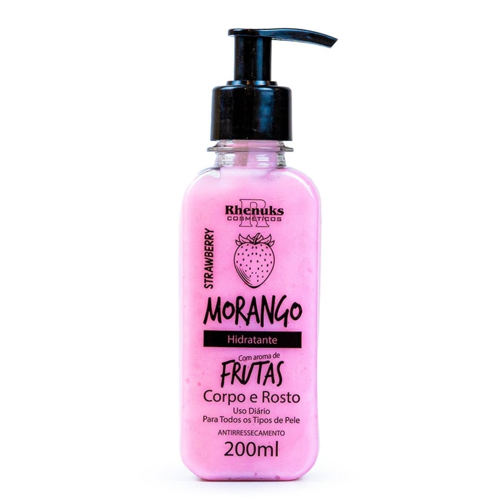Loção Hidratante Corpo E Rosto Strawberry 200ml Rhenuks