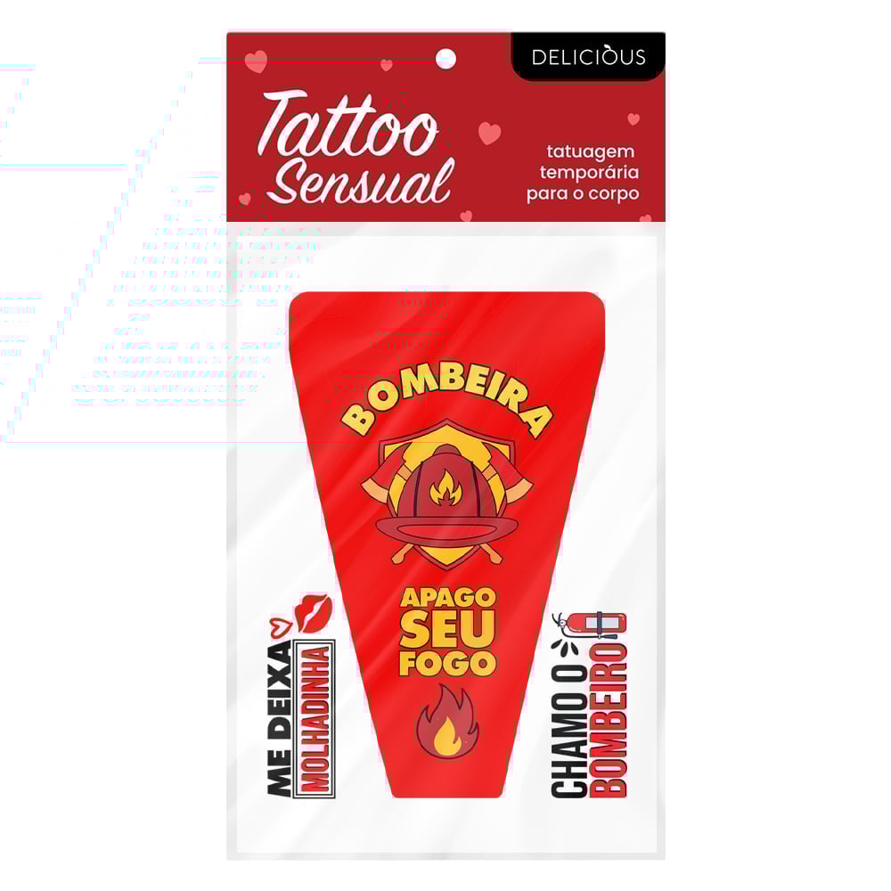 Tattoo Sensual Cartela De Tatuagem Temporária Bombeira Delicious