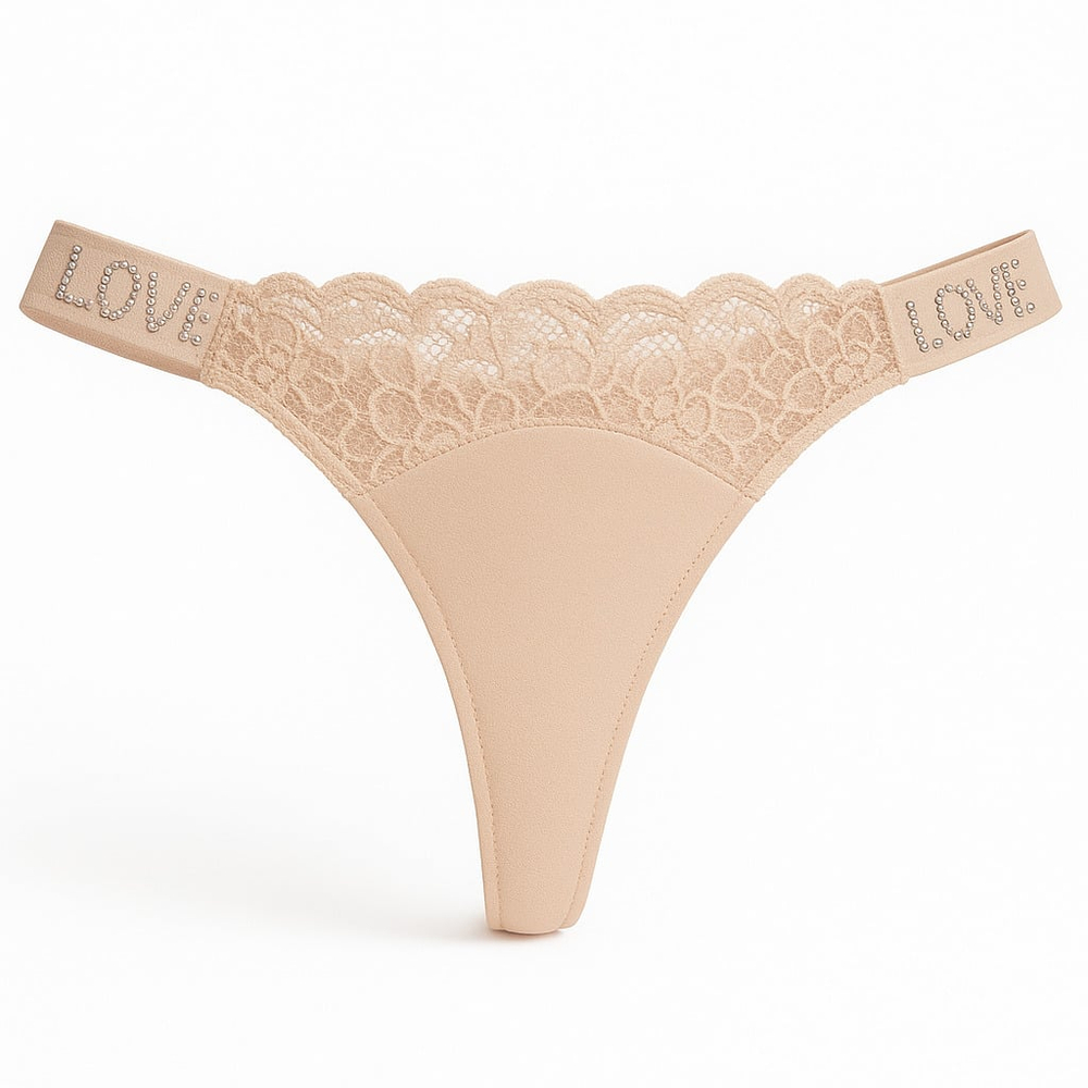 Calcinha Fio Dental Love Corte A Laser Com Detalhe Renda Frontal