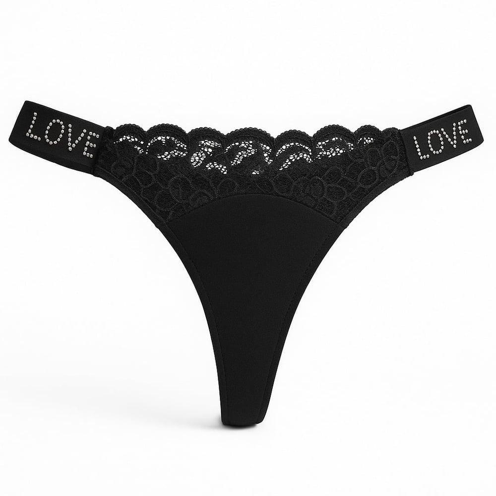 Calcinha Fio Dental Love Corte A Laser Com Detalhe Renda Frontal