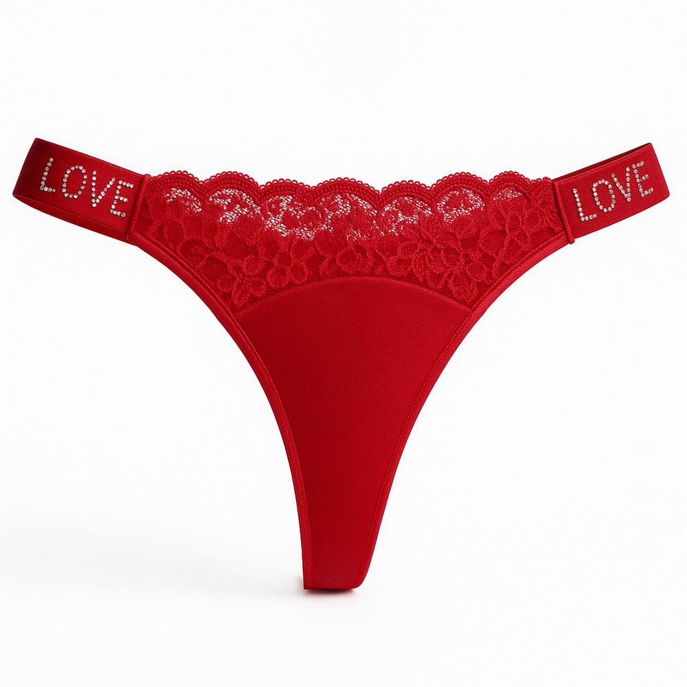 Calcinha Fio Dental Love Corte A Laser Com Detalhe Renda Frontal