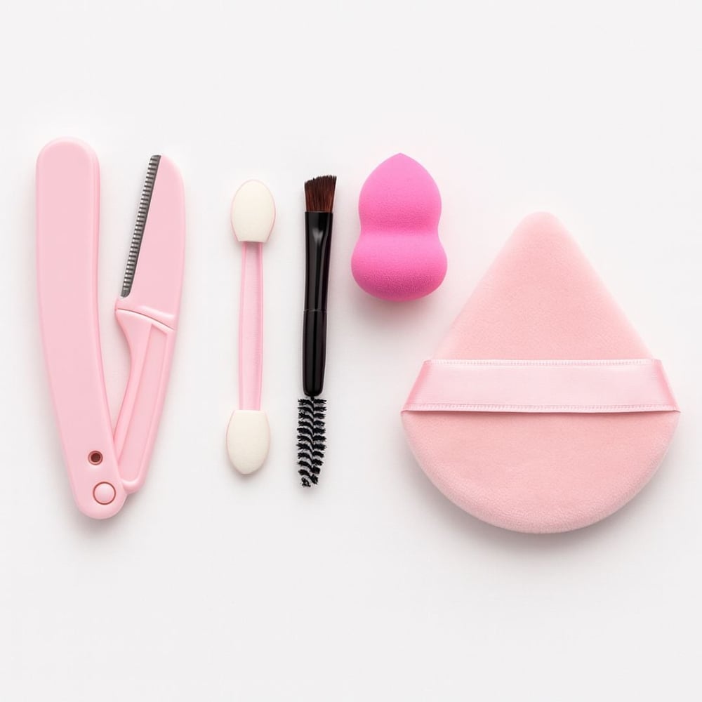 Kit Beleza Com 2 Pincéis 1 Navalha Dobrável E 2 Esponjas Vibe Toys