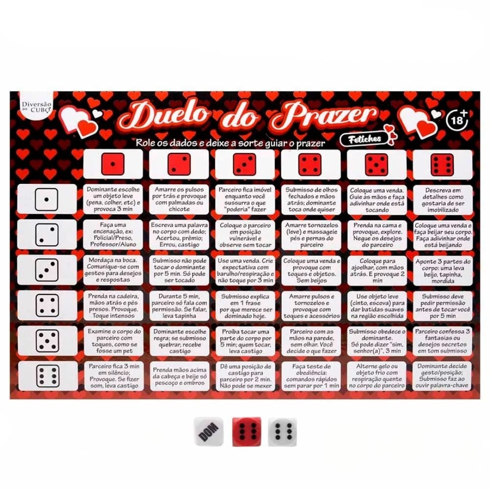 Jogo Erótico Duelo Do Prazer Fetiches Diversão Ao Cubo