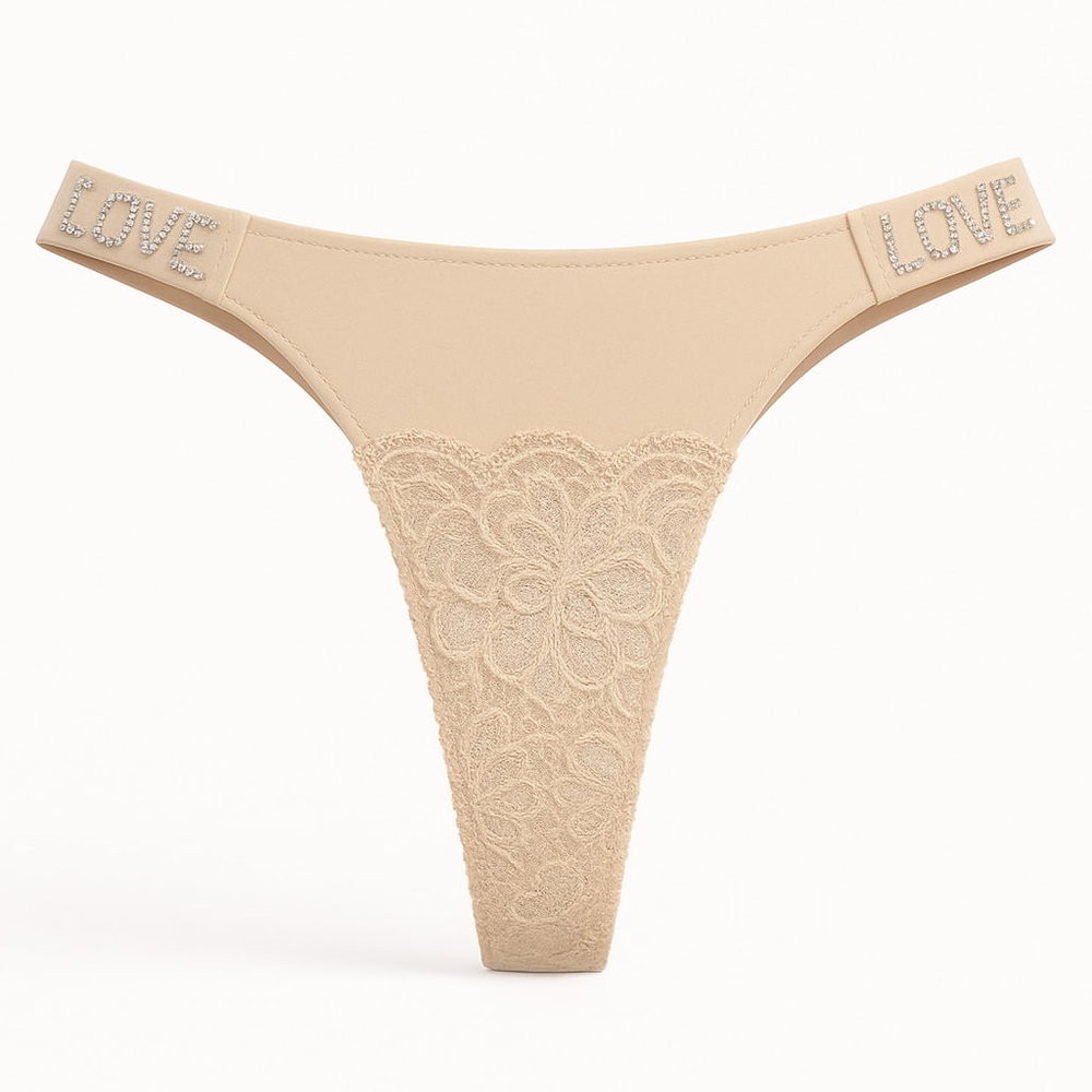 Calcinha Fio Dental Love Corte A Laser Com Detalhe Em Renda