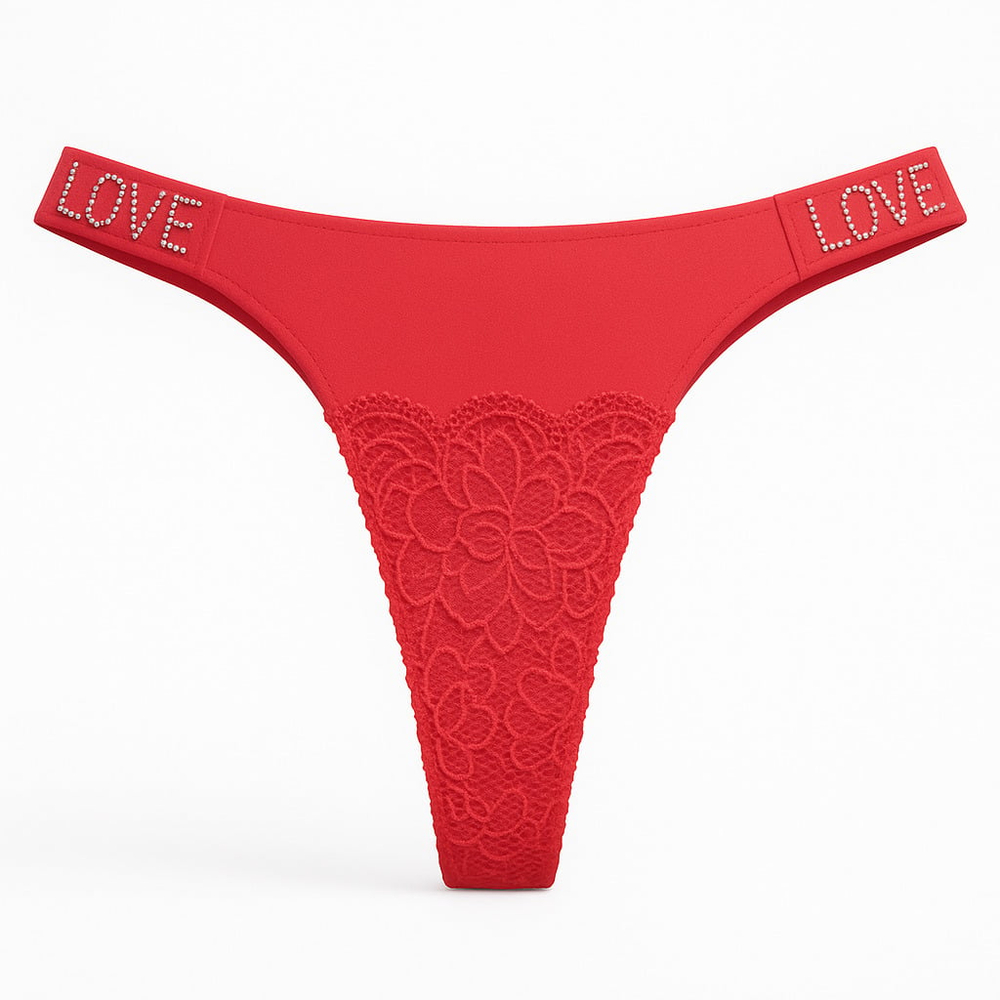 Calcinha Fio Dental Love Corte A Laser Com Detalhe Em Renda