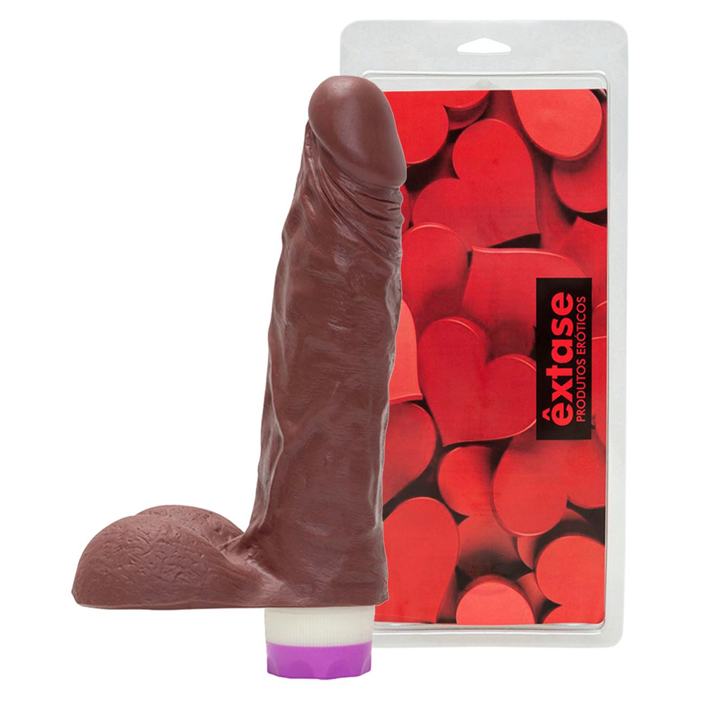 Prótese Com Vibrador Interno E Escroto 19 X 4,8cm êxtase