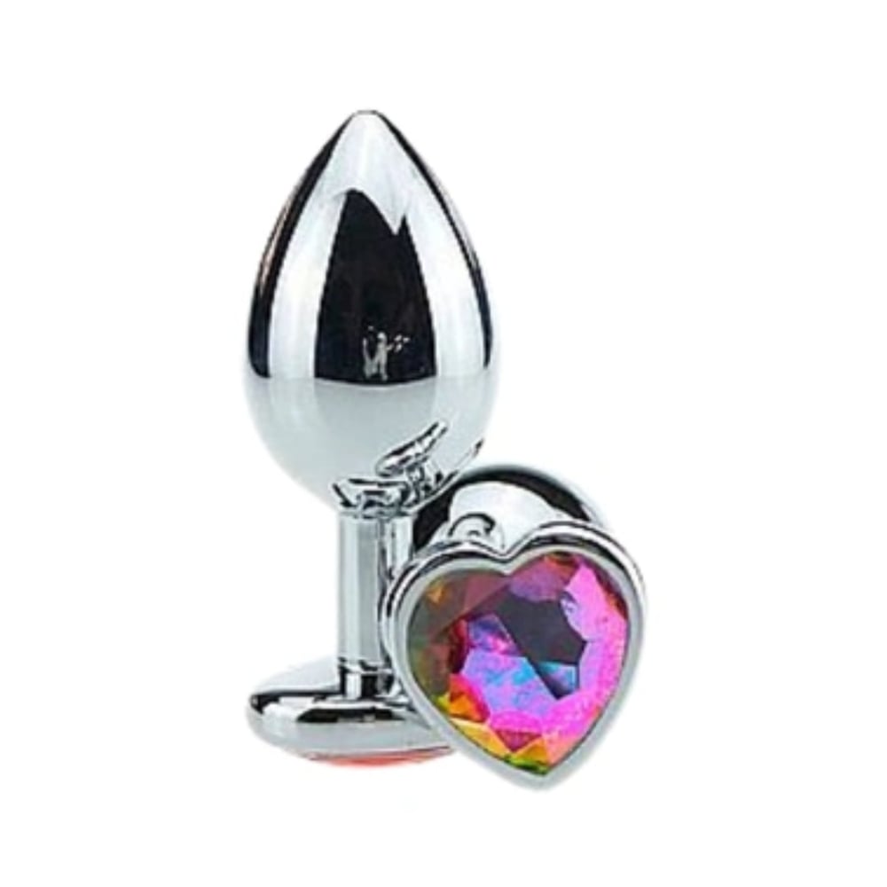 Plug Anal Pequeno Cromado Coração Colors