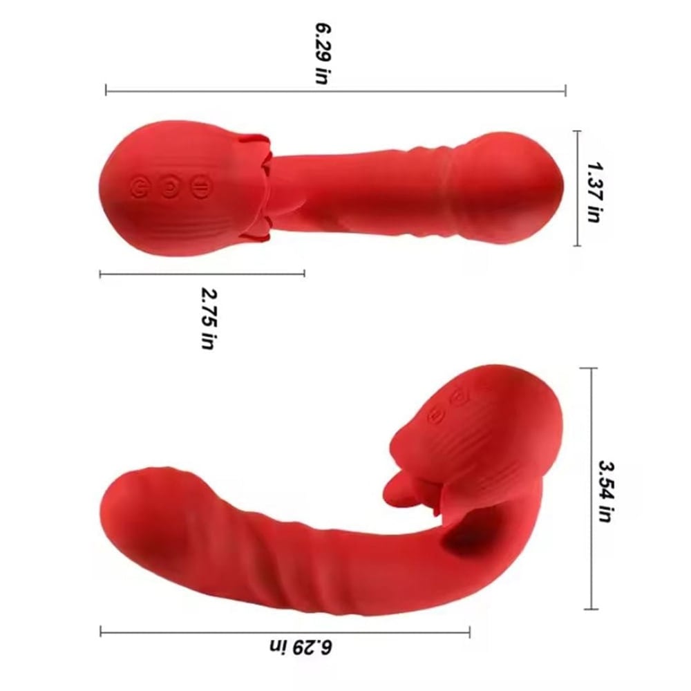 Vibrador Rose 9 Vibrações Com Língua Estimuladora E Penetrador Vai E Vem