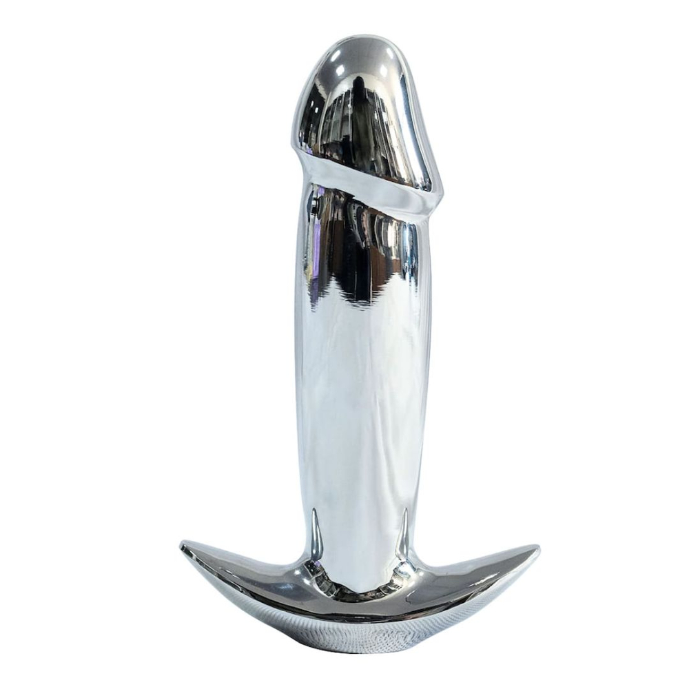 Plug Anal Em Aço Formato De Pênis Com 10 Modos De Vibração