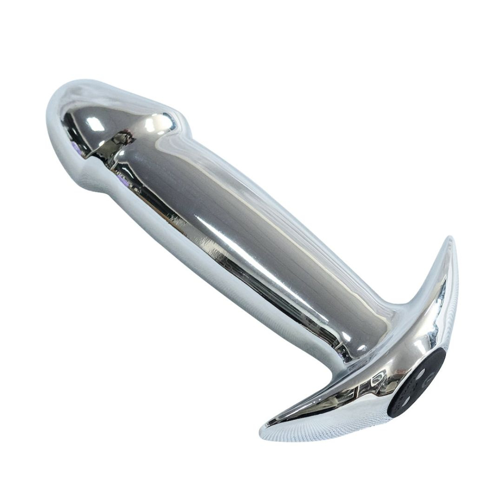 Plug Anal Em Aço Formato De Pênis Com 10 Modos De Vibração