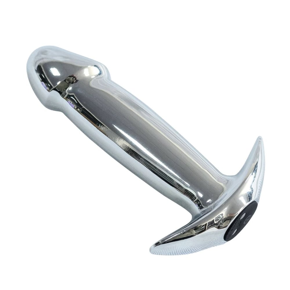 Plug Anal Em Aço Formato De Pênis Com 10 Modos De Vibração