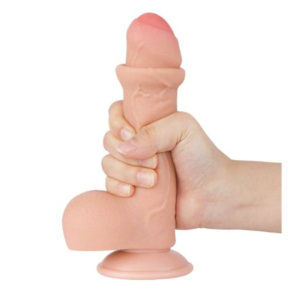 Pênis Realístico Com Pele Deslizante Escroto E Ventosa 18,3 X 3,6cm Vibe Toys