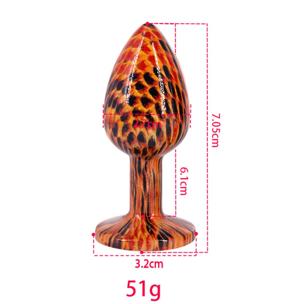 Plug Anal De Luxo Animal Print Em Acrílico Com Pedra Na Base