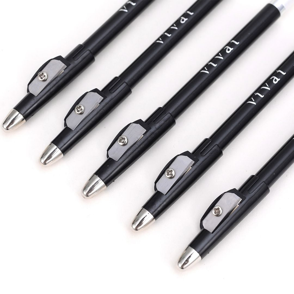 Lápis Duas Pontas Branco E Preto Com Apontador Vivai