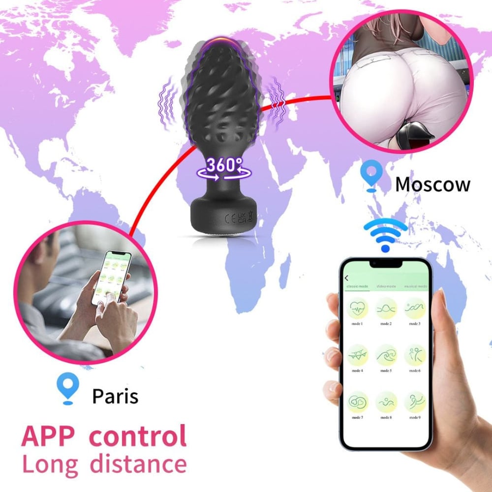 Plug Anal 360º Em Silicone Via Aplicativo Vibe Toys