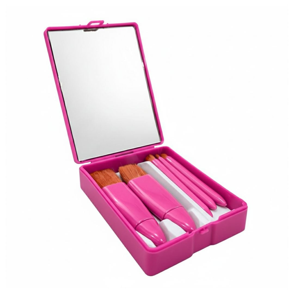 Estojo Com 5 Pincéis Para Maquiagem E Espelho Vibe Toys
