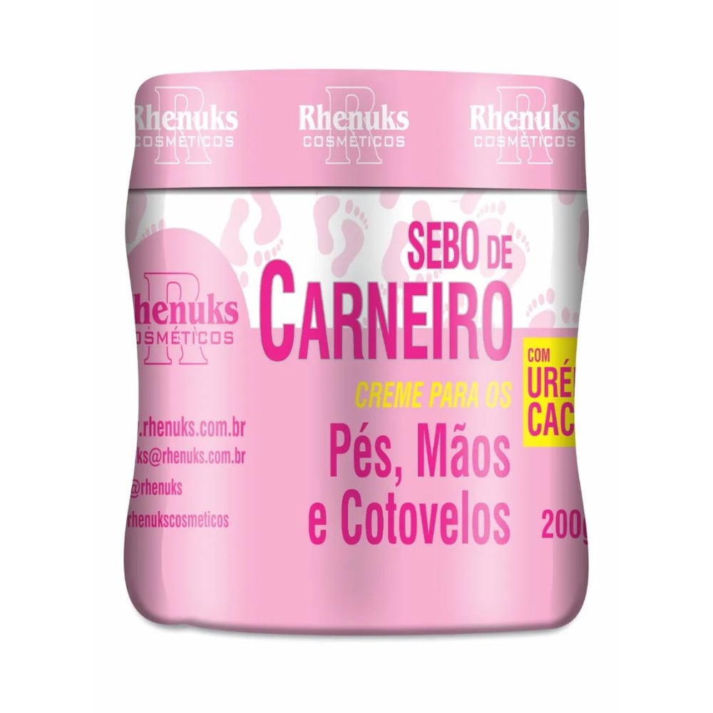Sebo De Carneiro Creme Para Pés Mãos E Cotovelos 200g Rhenuks Cosméticos