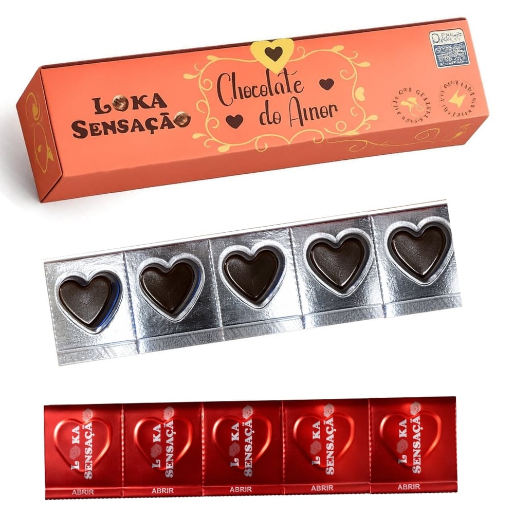 Chocolate Do Amor Bombom Meio Amargo Funcional 5 Unidades Loka Sensação