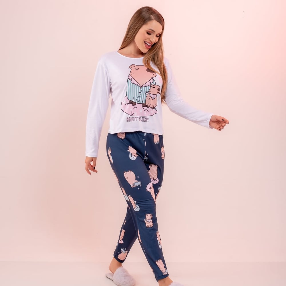 PIJAMA DE FRIO COM CALÇA E CAMISA MANGA LONGA SORTIDOS AMÁVEL