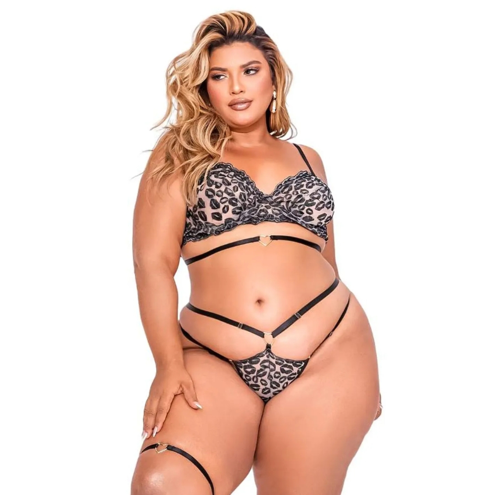 Conjunto Beijo Caliente Plus Size Coleção Kisses Tallyta Moda Apimentada