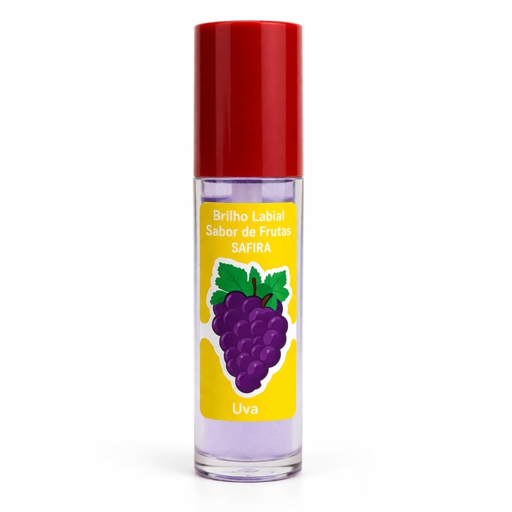 Brilho Labial Roll-on Sabor De Frutas 5ml Safira Cosméticos