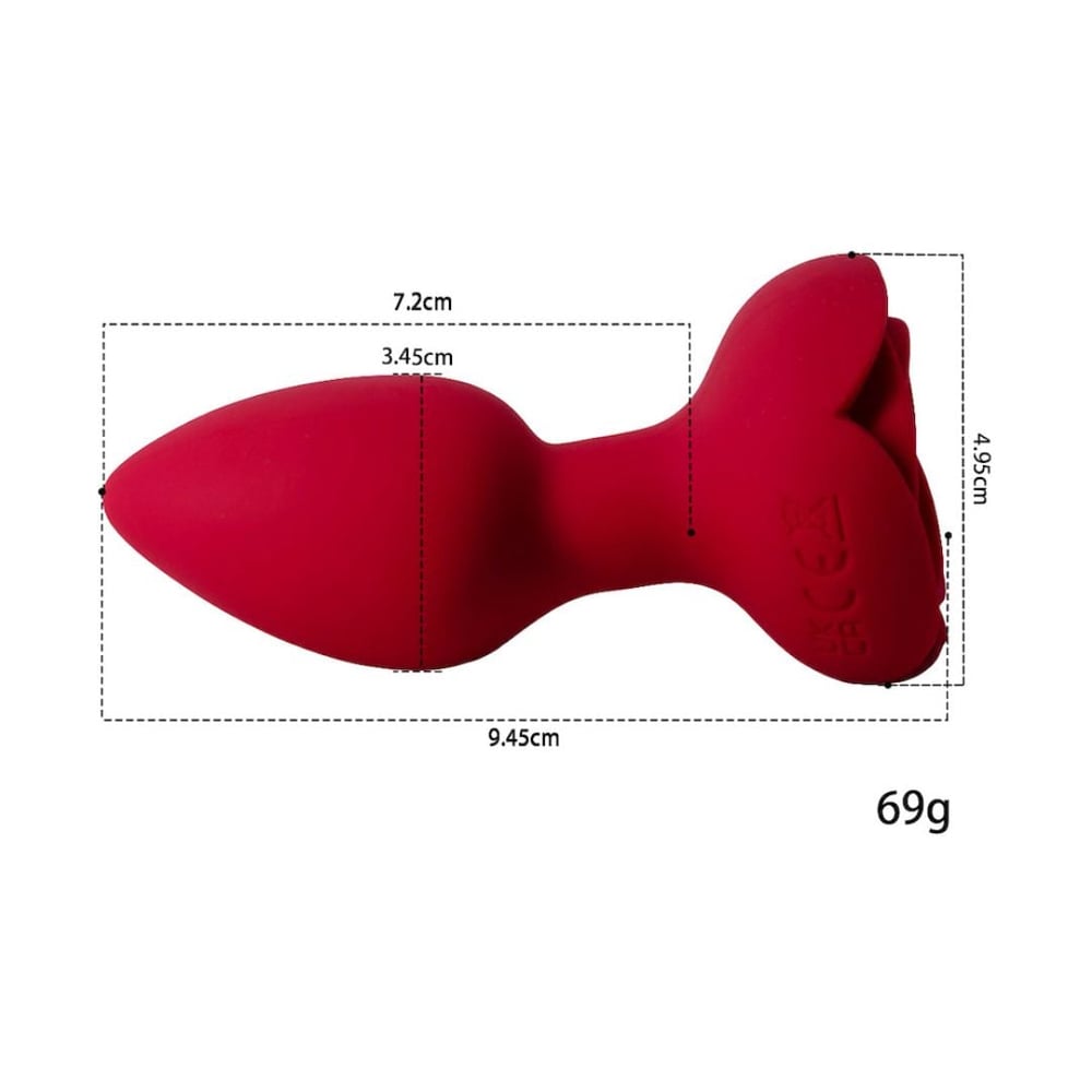 Plug Anal De Silicone Formato De Flor Com Led 10 Modos De Vibração E Rotação