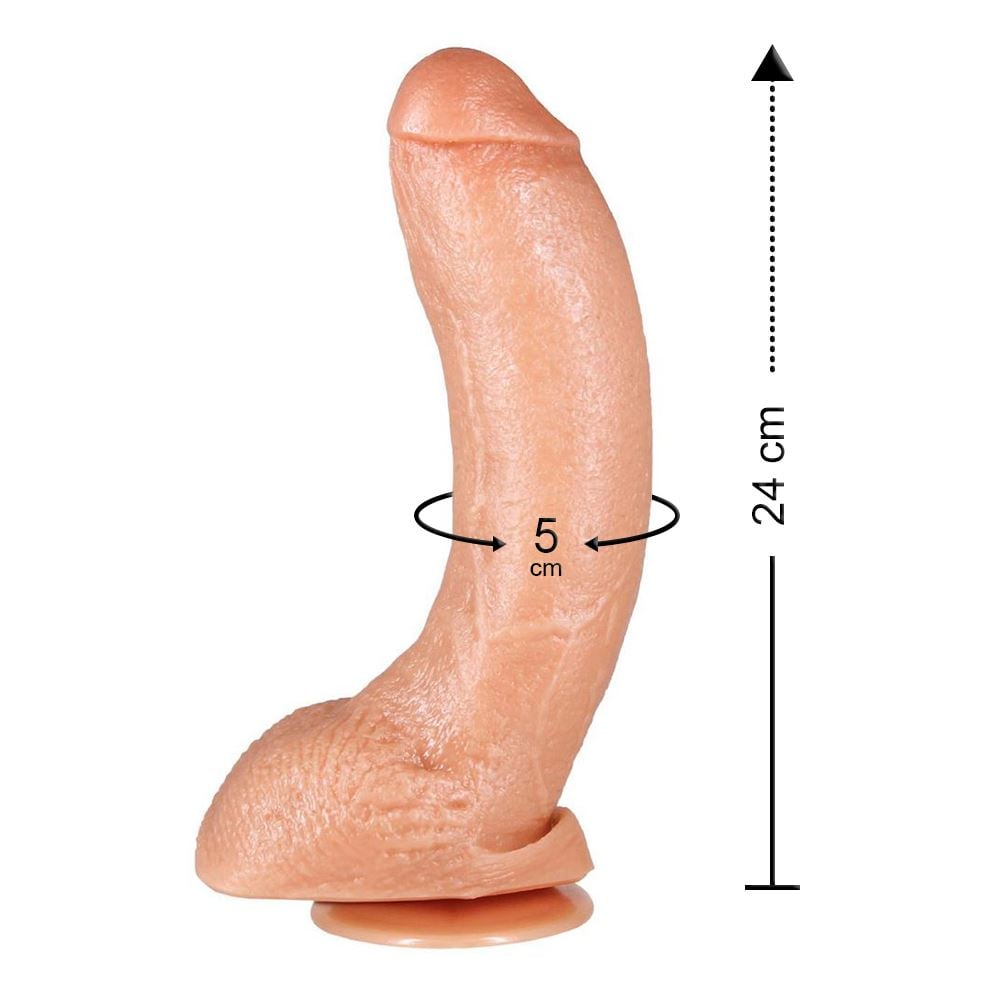 Prótese Com Escroto E Ventosa 24 X 5cm Prazer & Cia