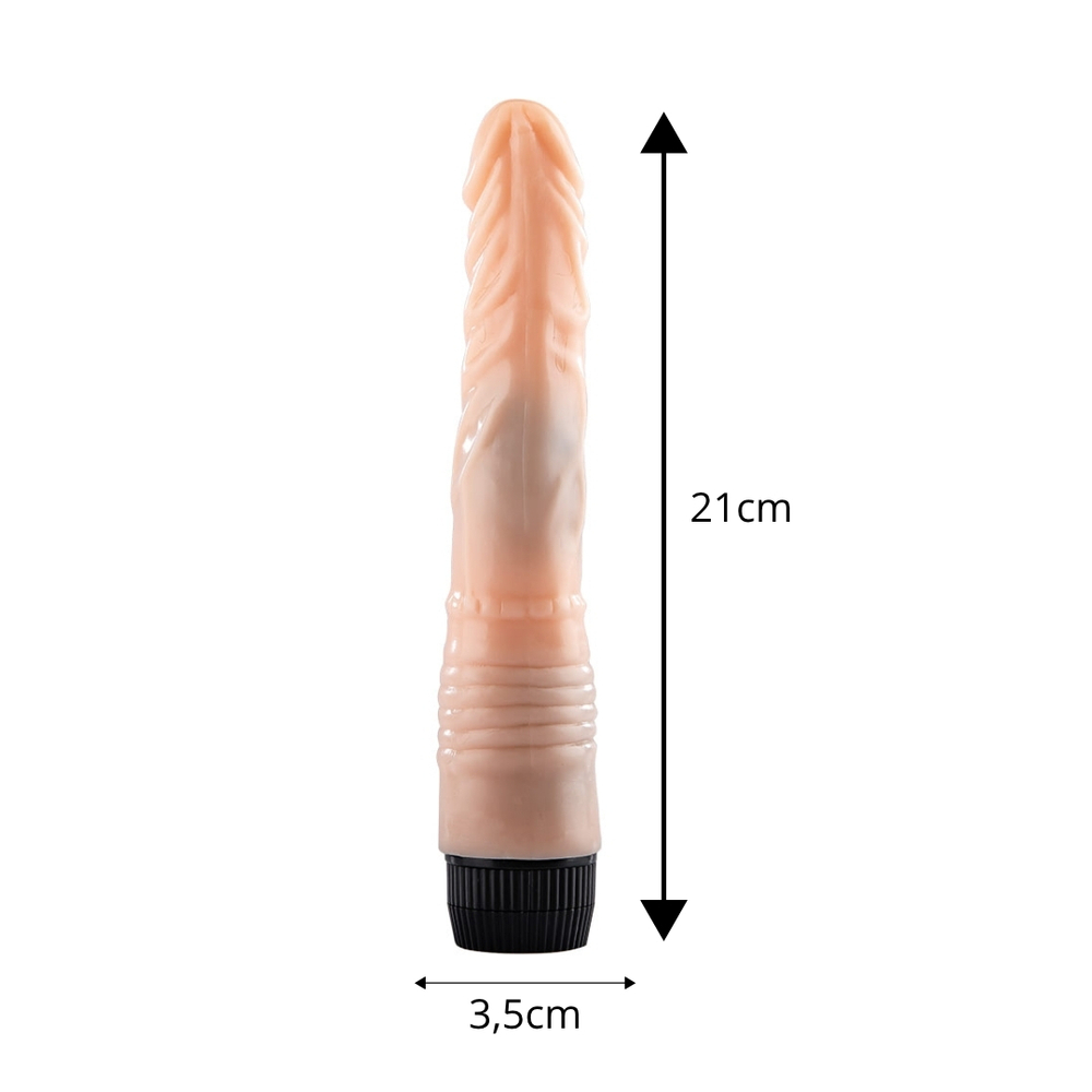 Pênis Realístico Texturizado 21x3,5cm Com Glande E Vibro Vibe Toys