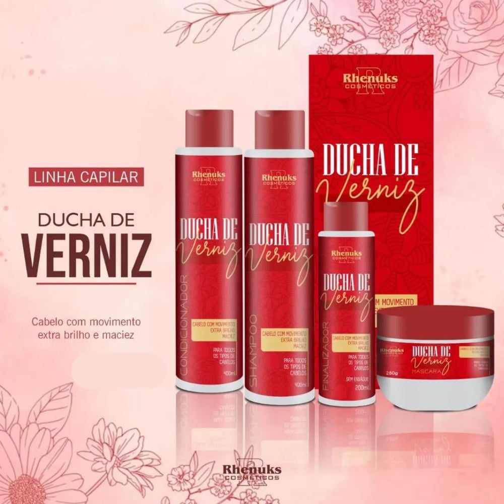 Kit Capilar Ducha De Verniz Com 4 Itens Rhenuks Cosméticos
