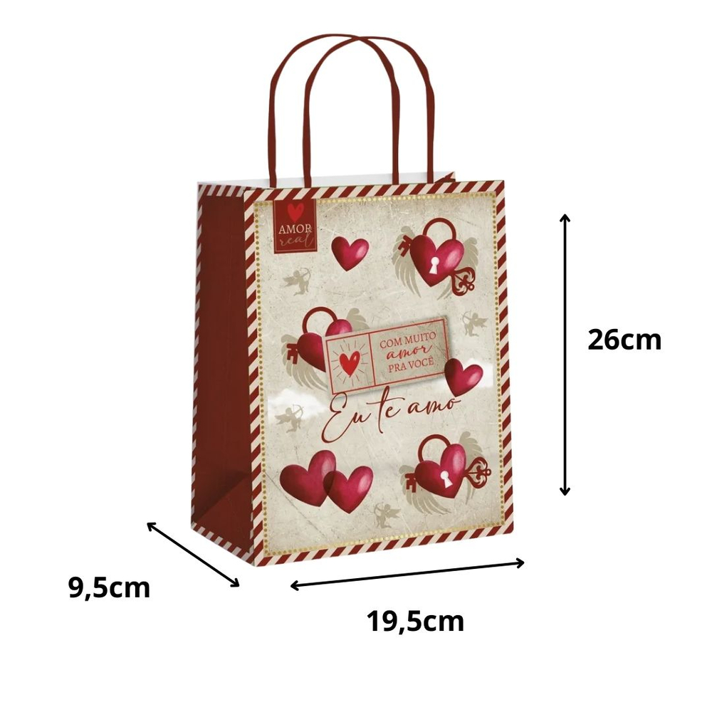 Sacola Para Presente M Amor Real Estampada Cromus