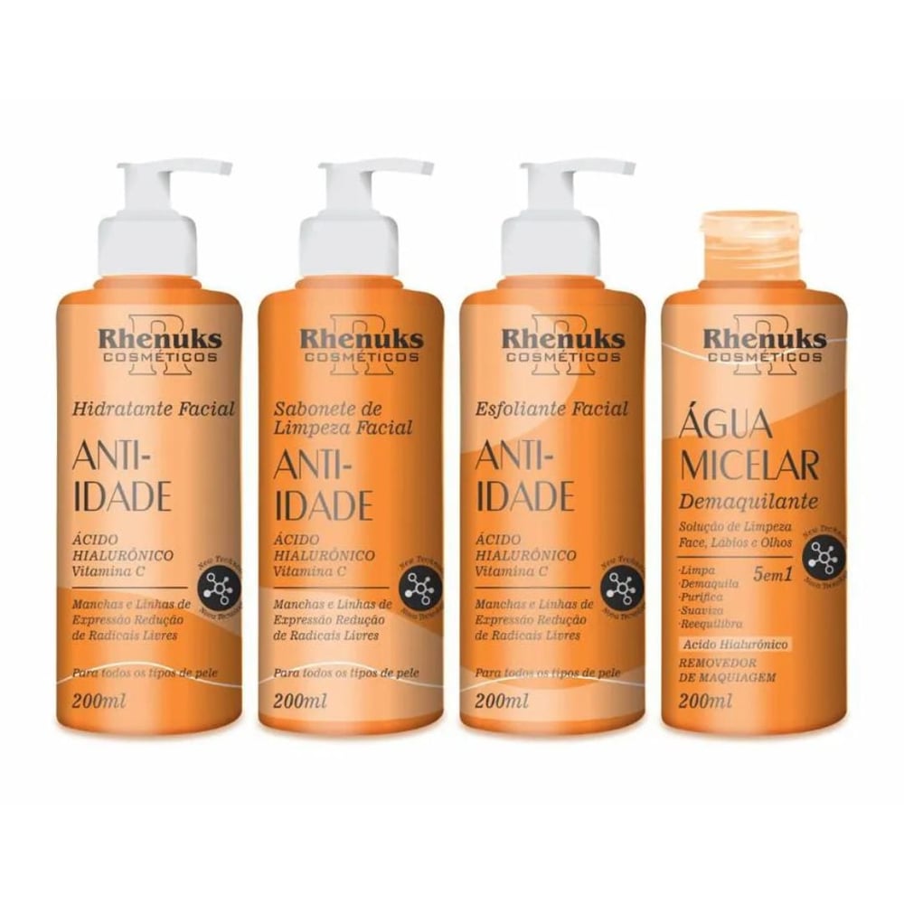 Kit Skin Care Anti Idade Com 4 Itens Rhenuks Cosméticos