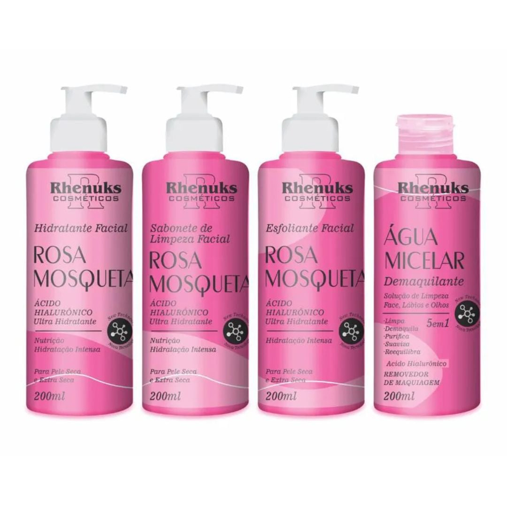 Kit Skin Care Rosa Mosqueta Com 4 Itens Rhenuks Cosméticos