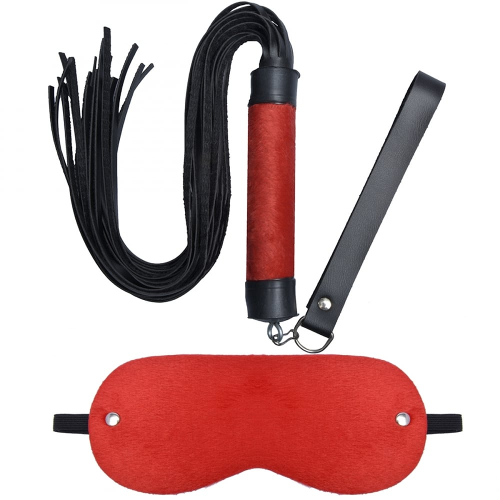 Chicote Dominatrix 24 Tiras 40cm E Venda E Pelúcia  Dominatrix
