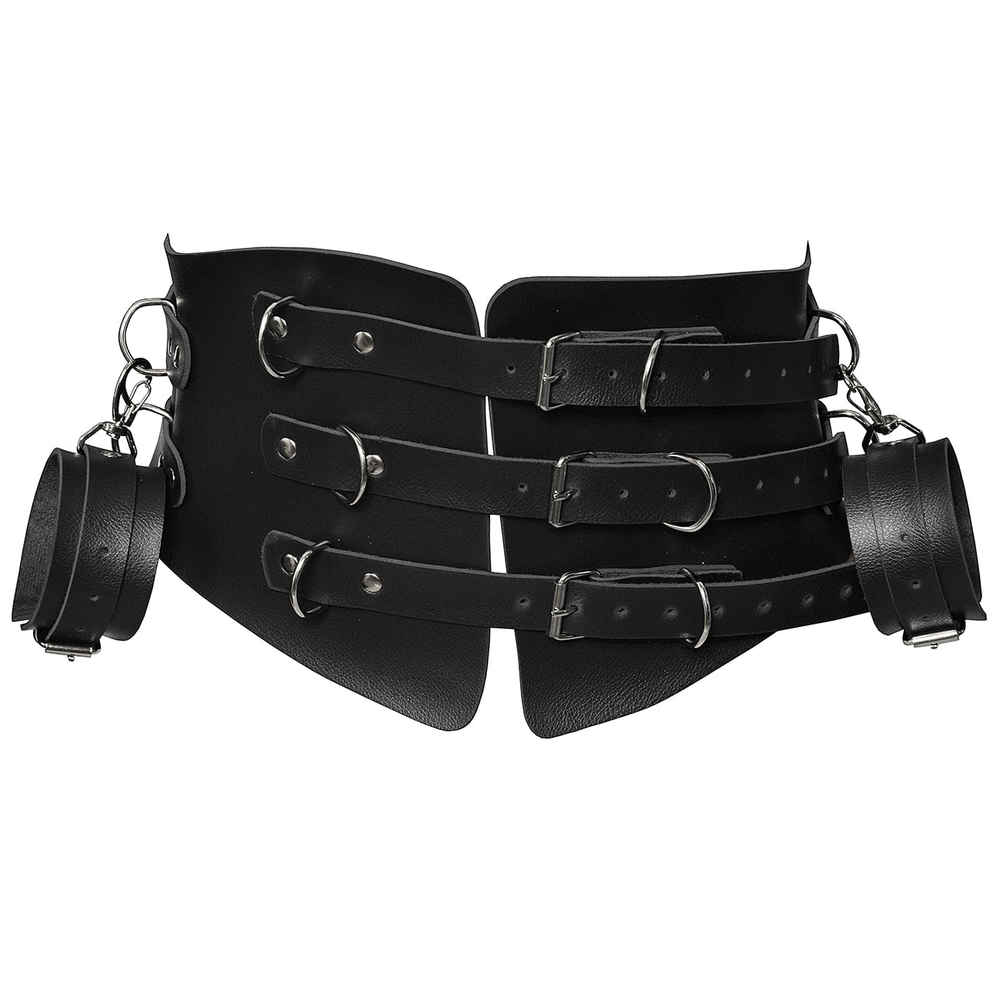 Kit Corset Com Algemas Em Couro Sintético Dominatrix