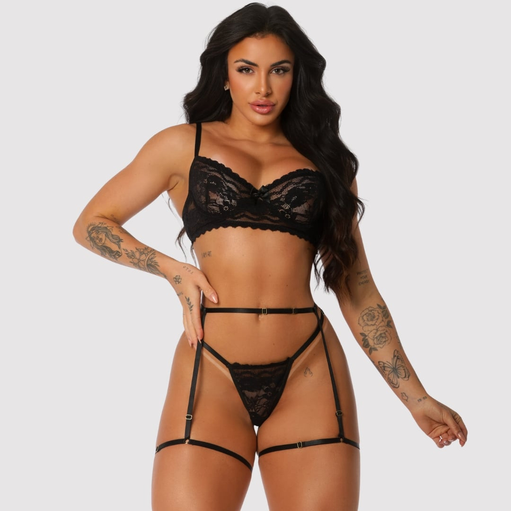 Conjunto Pipoco Em Renda Com Cinta Liga Personalizável Tallyta