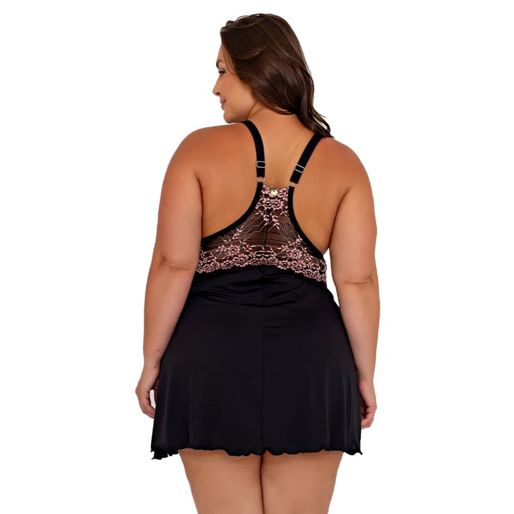 Camisola Bicolor Plus Size Com Renda Patitex