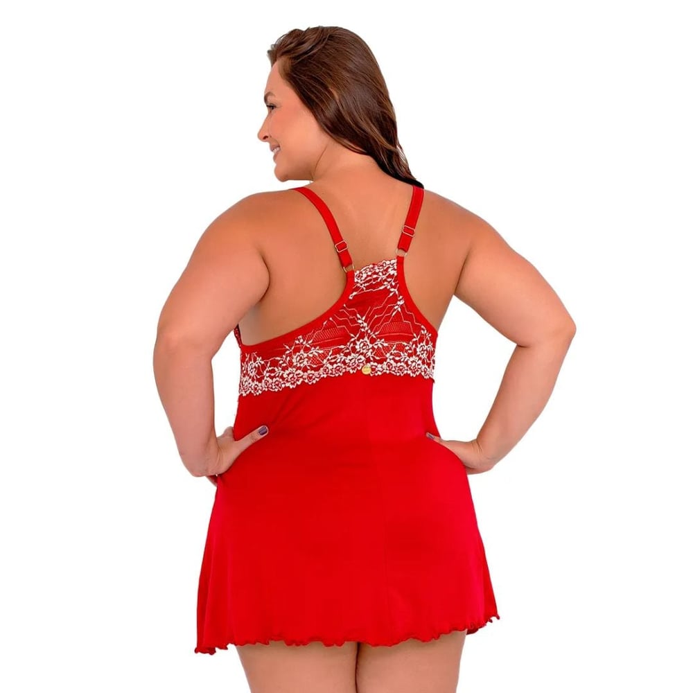 Camisola Bicolor Plus Size Com Renda Patitex