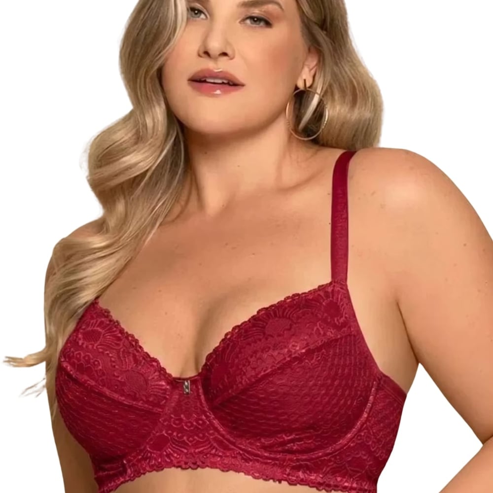 Sutiã Plus Size Balconet Sem Bojo Com Detalhes Em Renda Nayane