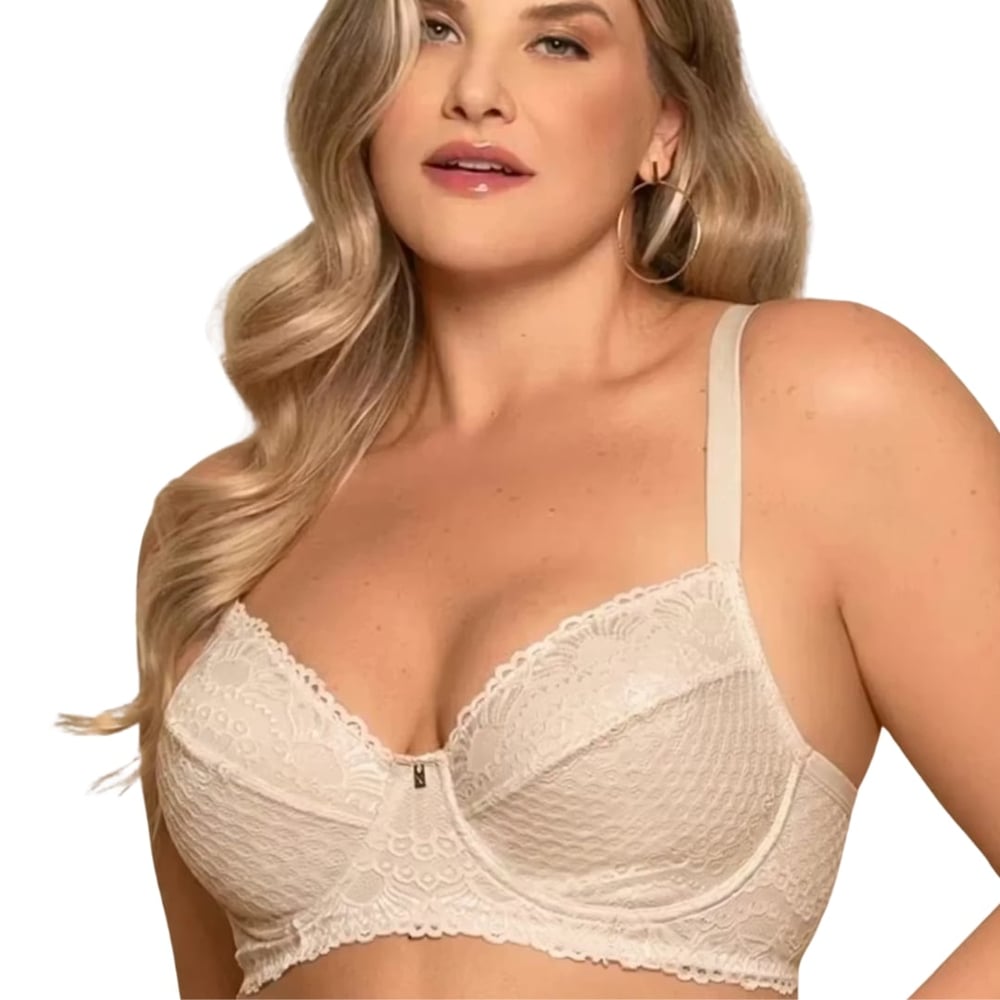 Sutiã Plus Size Balconet Sem Bojo Com Detalhes Em Renda Nayane