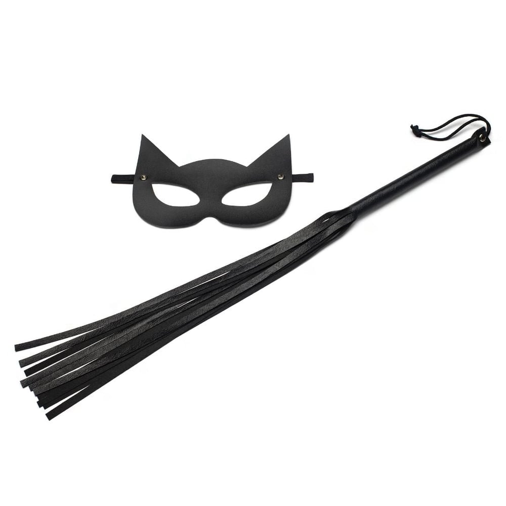 Kit Mulher Gato Com Chicote E Máscara Sexy Fantasy