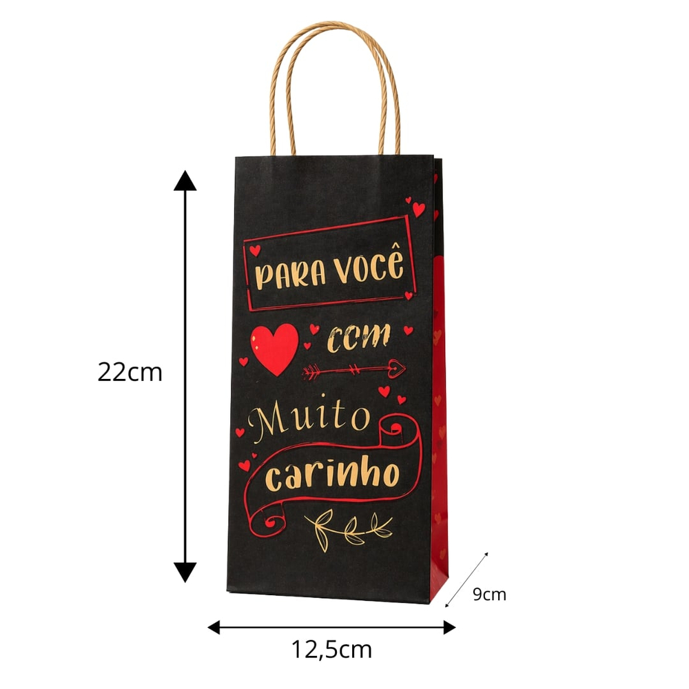 Sacola De Papel Para Presente Com Frase Para Você Com Muito Carinho Cromus