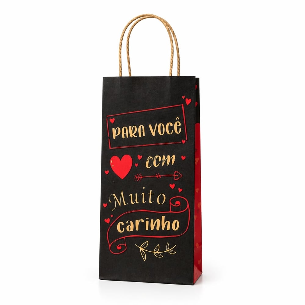 Sacola De Papel Para Presente Com Frase Para Você Com Muito Carinho Cromus