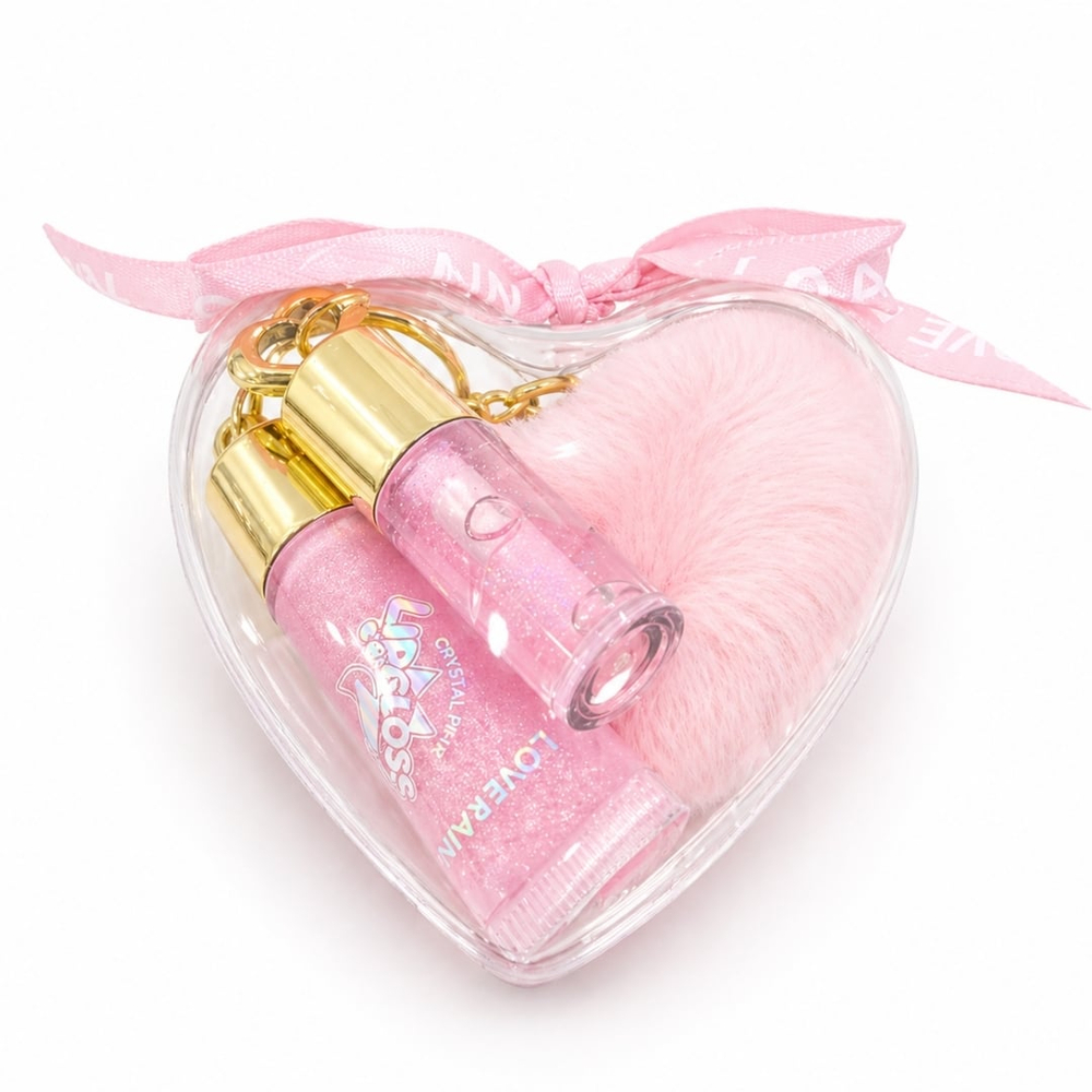 Kit Case Com Gloss Perolado Lip Oil Hidratante E Pingente Love By Vivai