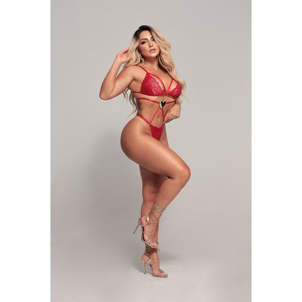 Body Sensual Amável Com Ligas Coleção Valentines Day Mil Toques