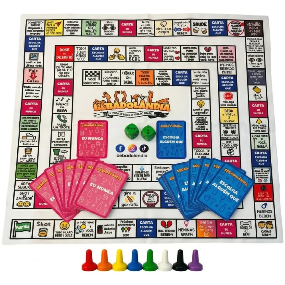 Jogo De Tabuleiro Bebadolândia Diversão Ao Cubo