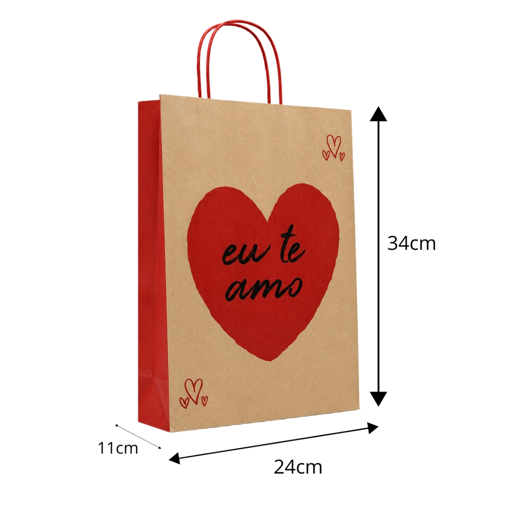 Sacola De Papel Para Presente Frase Eu Te Amo Cromus