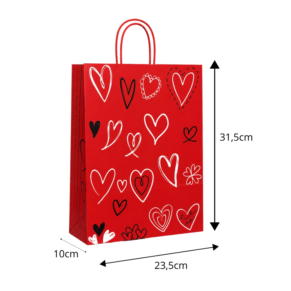 Sacola De Papel Para Presente Com Corações Cromus