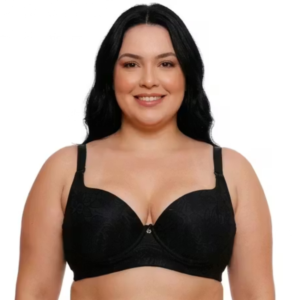 Sutiã Meia Taça Plus Size Redutor Em Jackard Com Bojo E Aro Nayane
