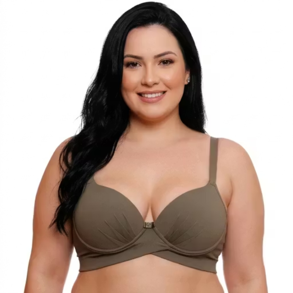 Sutiã Plus Size Drapeado Com Bojo Modelo Lift Corpo Nu