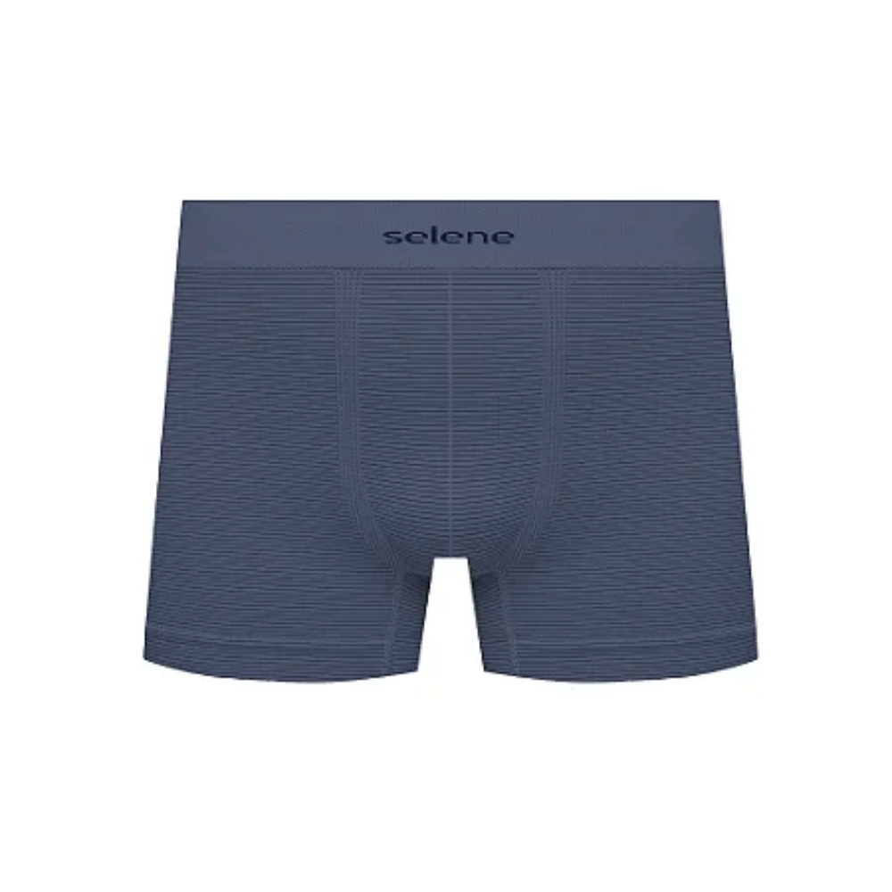 Cueca Boxer Adulto Sem Costura Detalhes Listras Selene